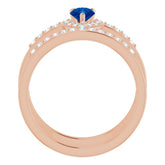 14K Rose Lab-Grown Blue Sapphire & 1/3 CTW Natural Diamond Ring